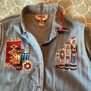 Denim sleeveless shirt